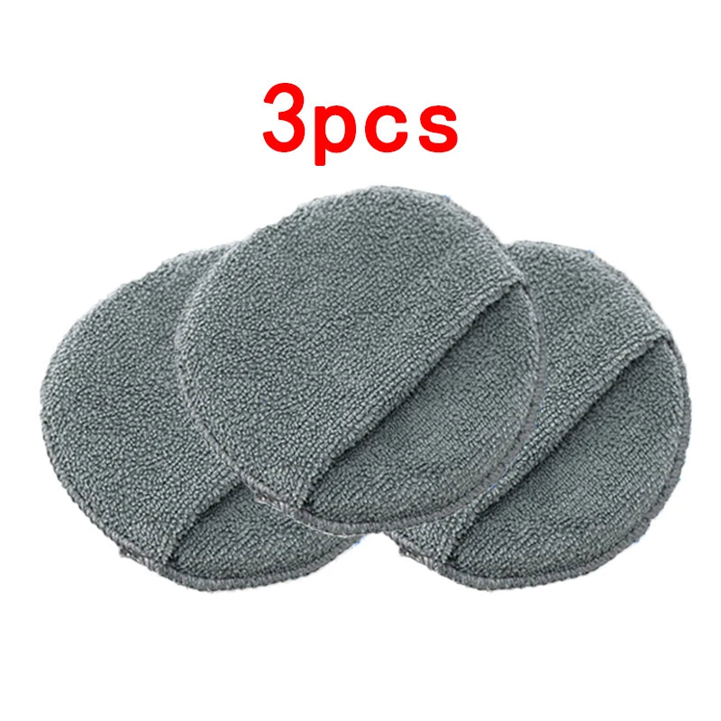 1/2/3pcs 5-inch Round Car Care Microfiber Pocket Sponge Auto Wax Applicator Pad Car Detailing Hand Polishing Pad Car Polish