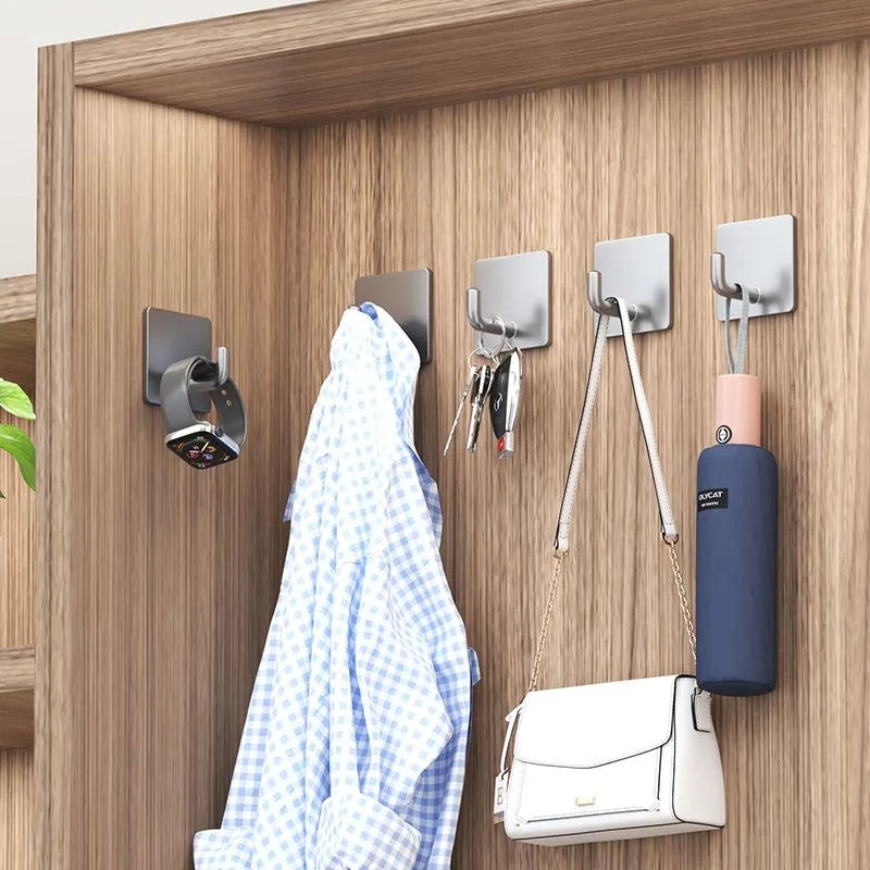 Adhesive Wall Hooks Towel Key Cloth Coat Rack Door Bathroom Robe Hanger Kitchen Shelf Bag Sticky Hook Organizer For Hanging Hat