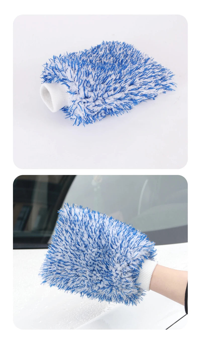 Plush Car Wash Mitt Microfiber Thick Car Cleaning Mitts Auto Wash Accessories Car Cleaning Tools