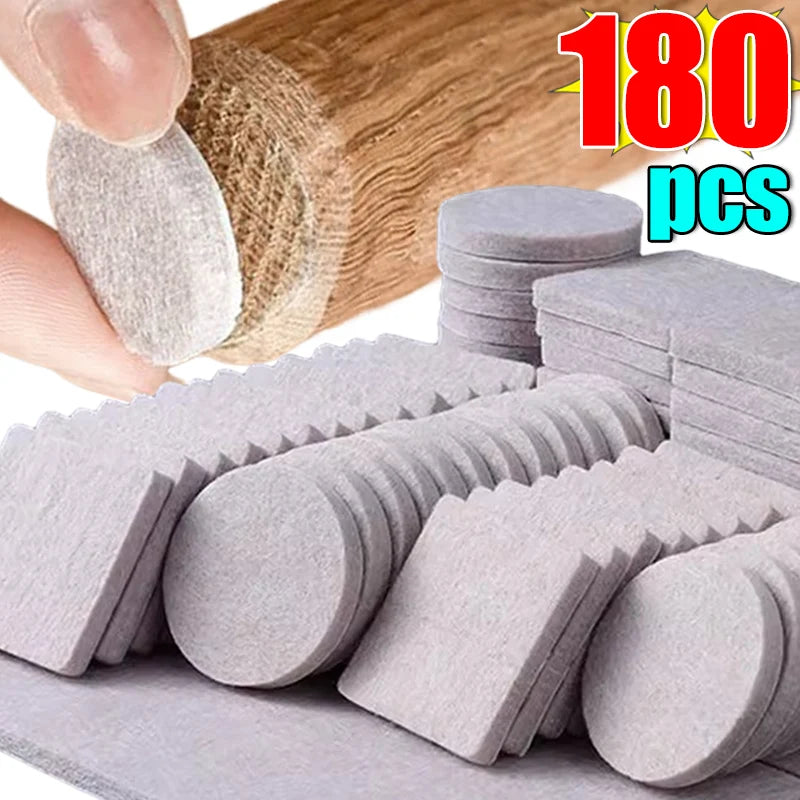 18/180Pcs Felt Chair Leg Pads Round Square Floor Protector Self Adhesive Furniture Table Legs Pad Bumper Anti Slip Furniture Mat