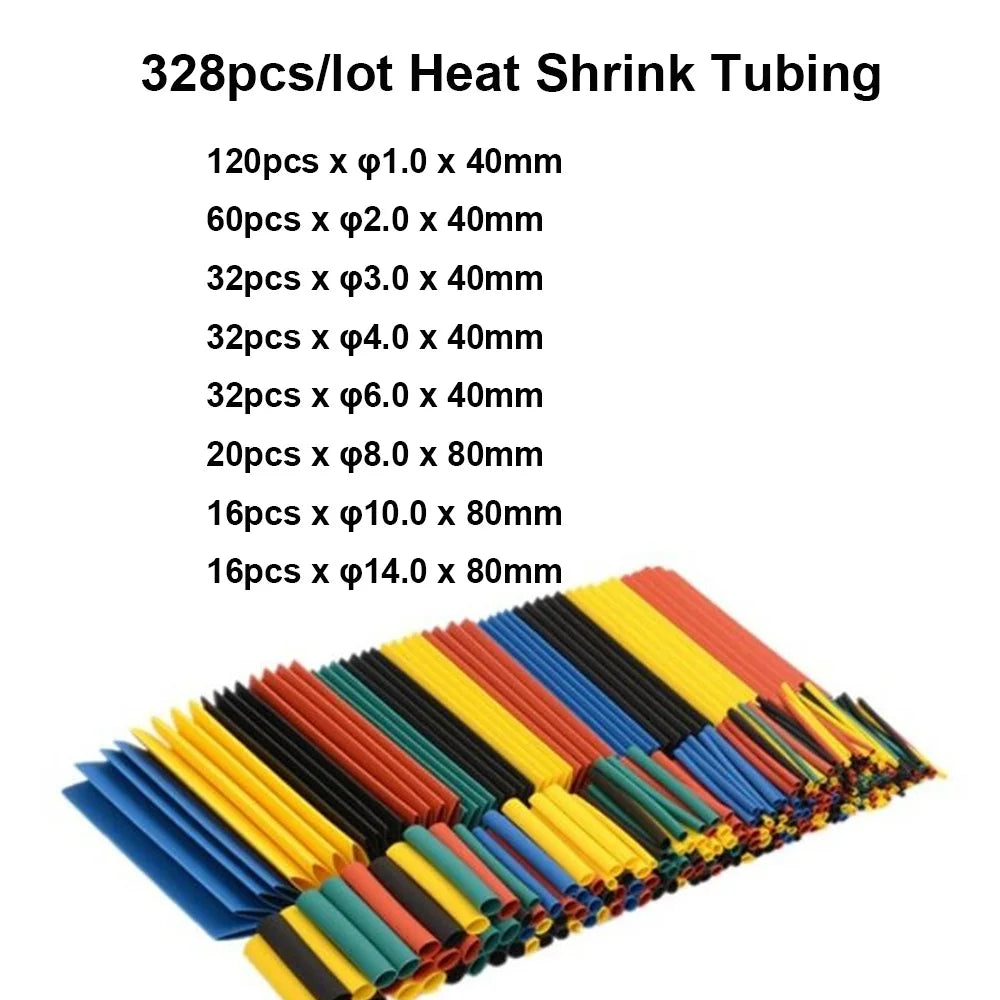 164/328/530 Pcs 2:1 Polyolefin Shrinking Assorted Heat Shrink Tube Wrap Wire Cable Insulated Sleeving Tubing Set