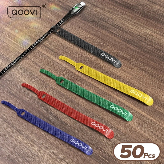 QOOVI Cable Organizer Wire Winder 15*1.2cm USB Cable Management Clip For Earphone Holder Mouse Keyboard Cord Protector