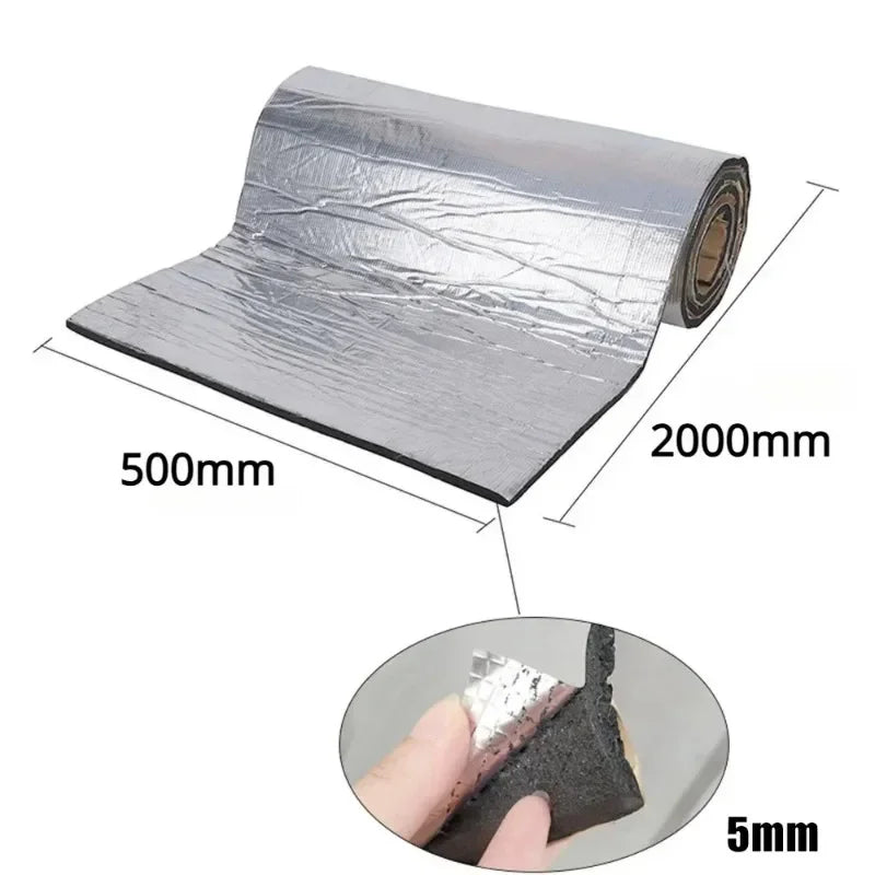 2000*500mm 5/10mm Car Sound Mat Proofing Deadener Heat Noise Insulation Deadening Mat Hood Closed Cell Foam Accessories