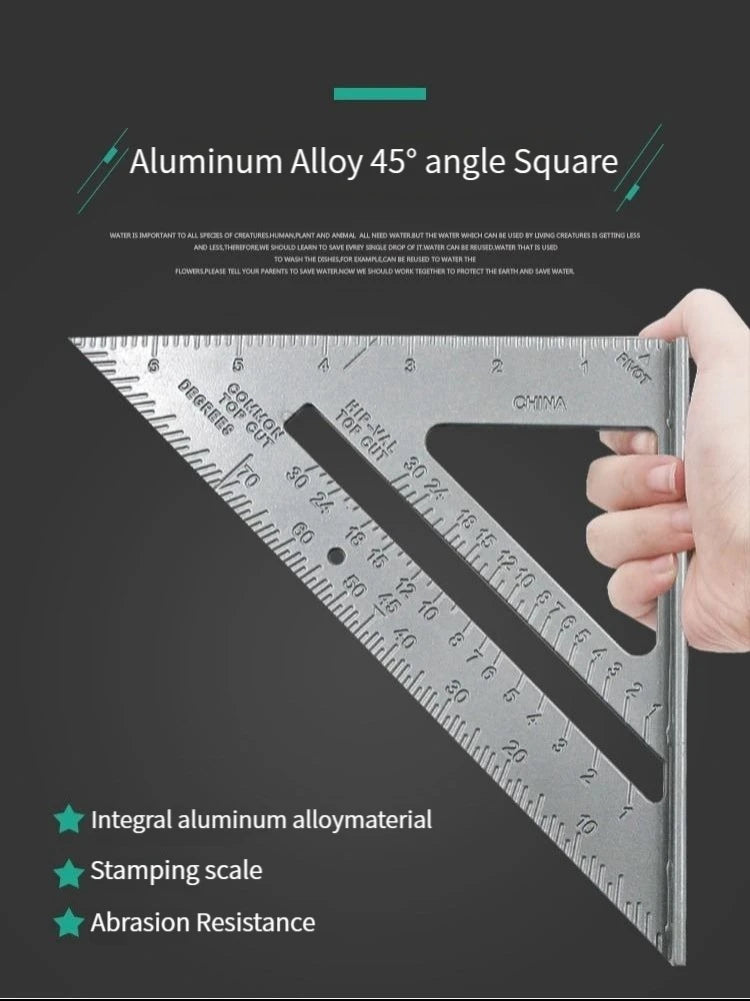 7 "Aluminum Alloy Triangle Ruler Precise Thickened Angle Ruler Aluminum Alloy Woodworking Measurement Woodworking Triangle Ruler