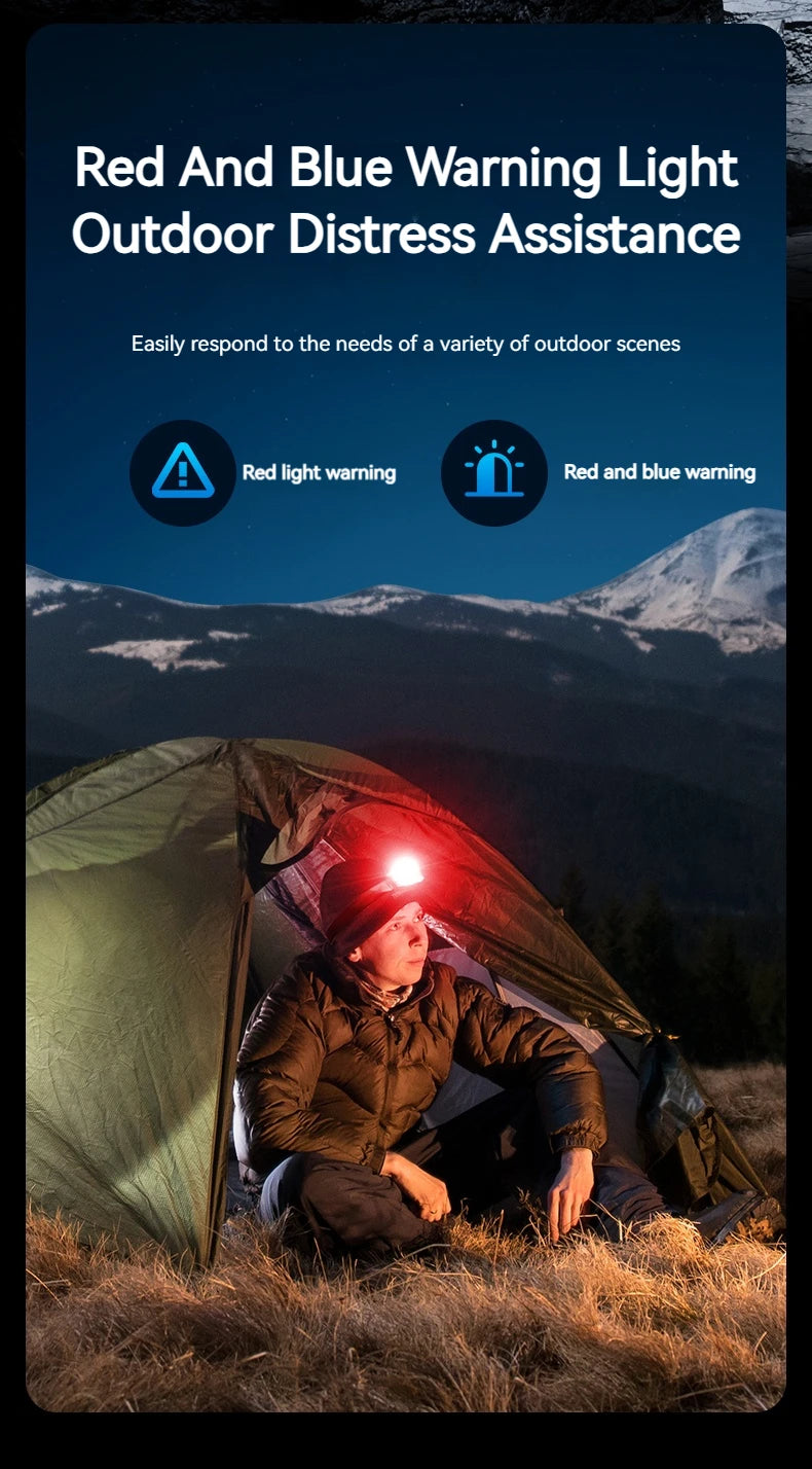 PHILIPS LED Headlamp Sensor Head Flashlight Ten Types of Lighting Type-C Rechargeable Headlight Outdoor Camping Fishing Lantern