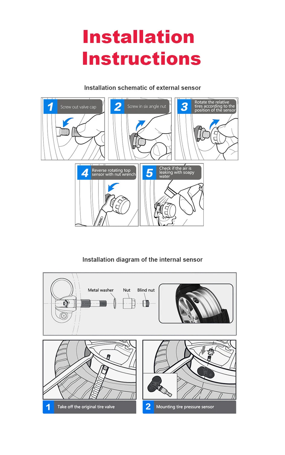 ACCEO Android TPMS pour autoradio lecteur DVD système de surveillance de la pression des pneus alarme de sécurité prolonger la durée de vie des pneus 