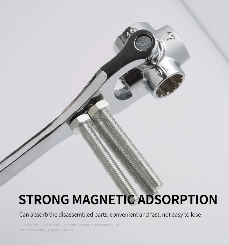 8 in 1 Tools Socket Works Universal Ratchet Spline Bolts Sleeve Rotation Hand Tools 360 Degree Multipurpose Tiger Wrench