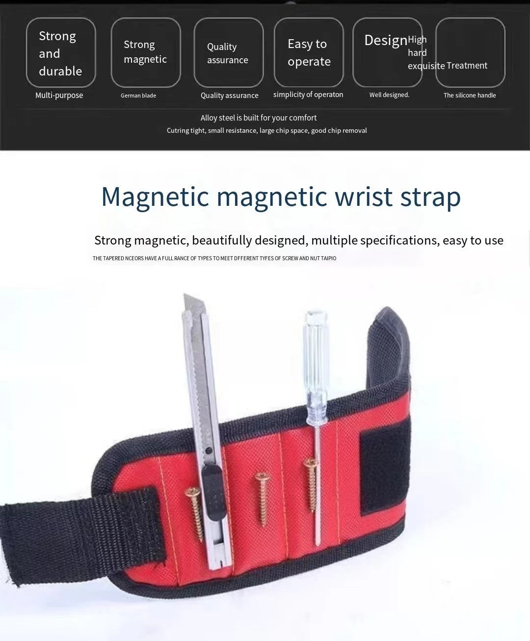 Magnetic Wristband for Holding Screws Nails Drilling Bits Wrist Tool Holder Belts with Strong Magnets Cool Gadgets for Men Women