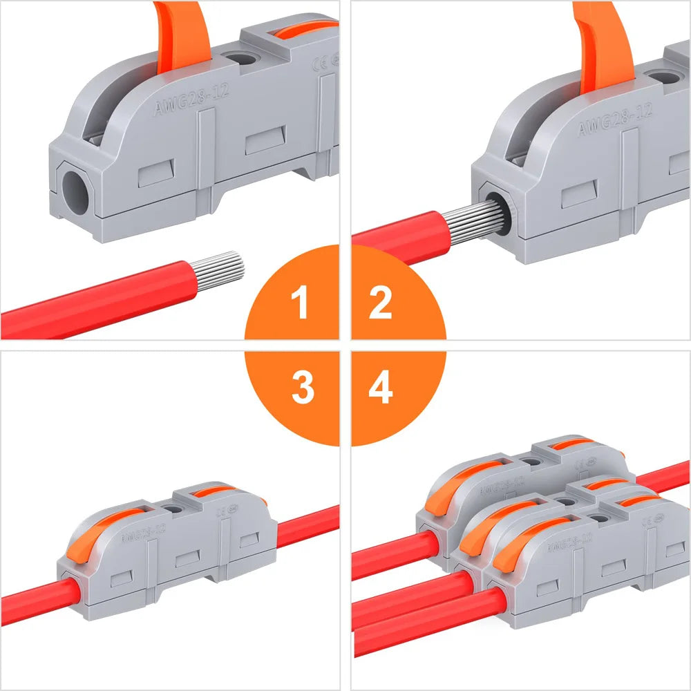 Quick Splicing Multiplex Butt Wire Connector Compact Electrical Cable Terminal Block Home Wiring Connectors for Circuit Inline