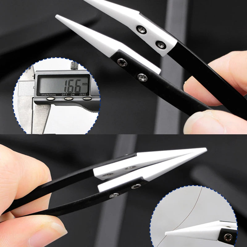 Straight Aimed Ceramic Tweezers for Electronics Soldering with Stainless Steel Handle Black Tweezers Hand Tool Precision Tweezer