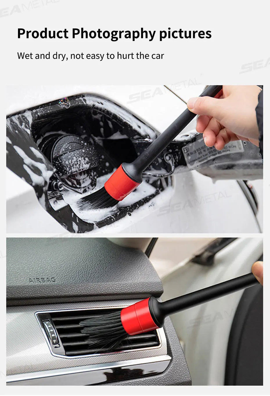 SEAMETAL 5/13PCS Car Detailing Brush Set Multifunctional Detail Brushes Sponge Towel Auto Cleaning Kit for Car Wash Maintenance