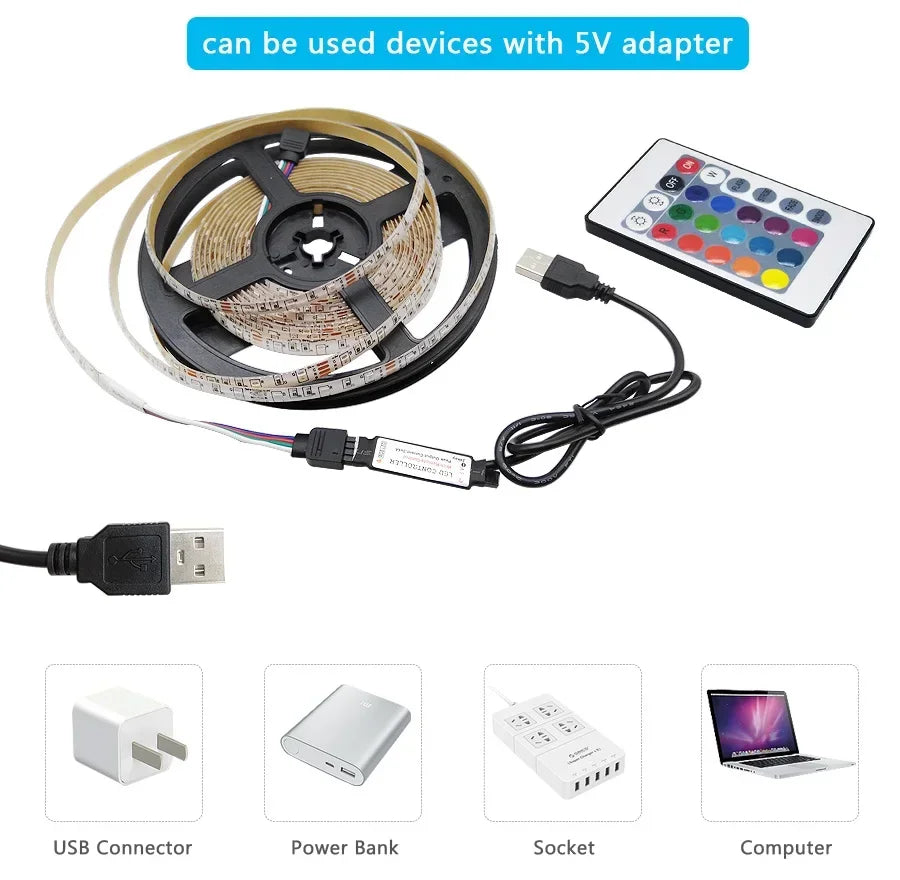 5V USB-LED-Leuchten für Zimmer 5050 RGB-LED-Streifen 5 10 Meter Diodenband Gamer Dekoration Eis-String-Bar-Beleuchtung Klebstoff LED-Band 