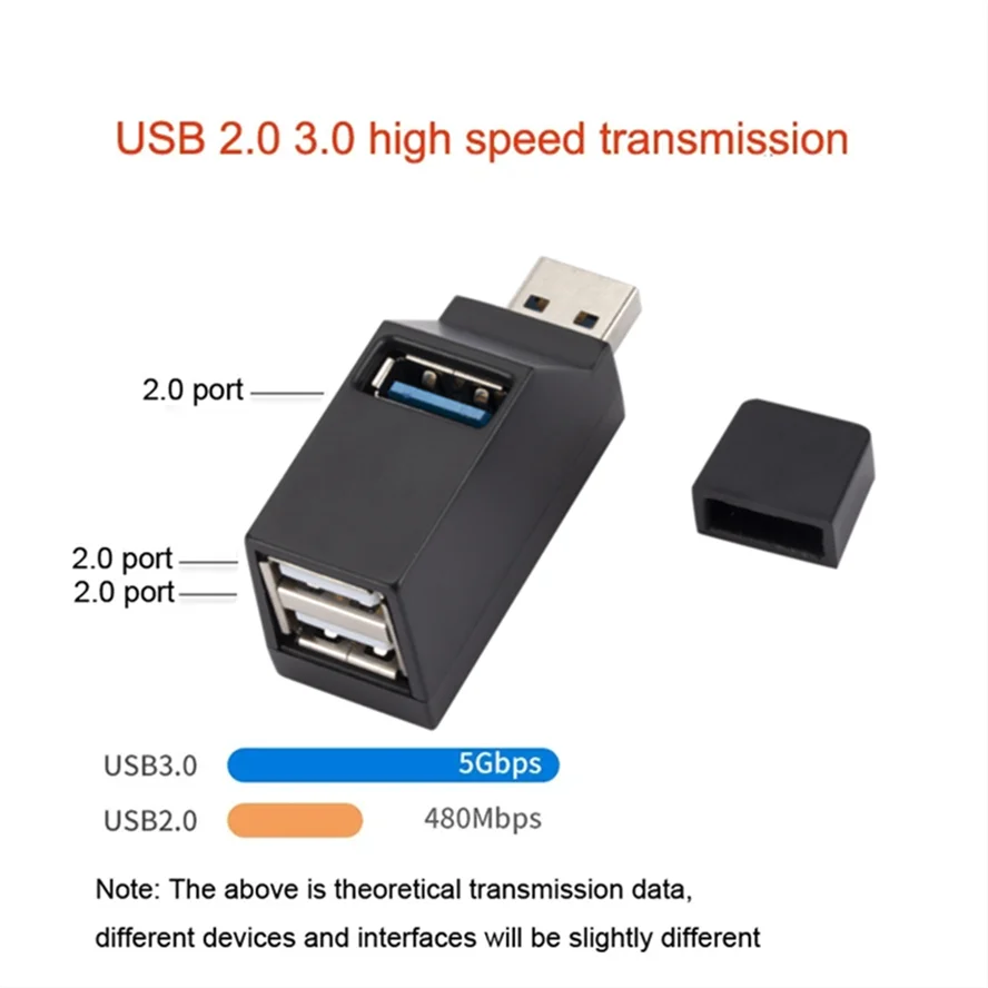 Mini adaptateur de concentrateur USB 3.0, rallonge, répartiteur USB multiple pour ordinateur portable, MacBook, concentrateur USB 2.0 à 3 ports haute vitesse, accessoires PC 