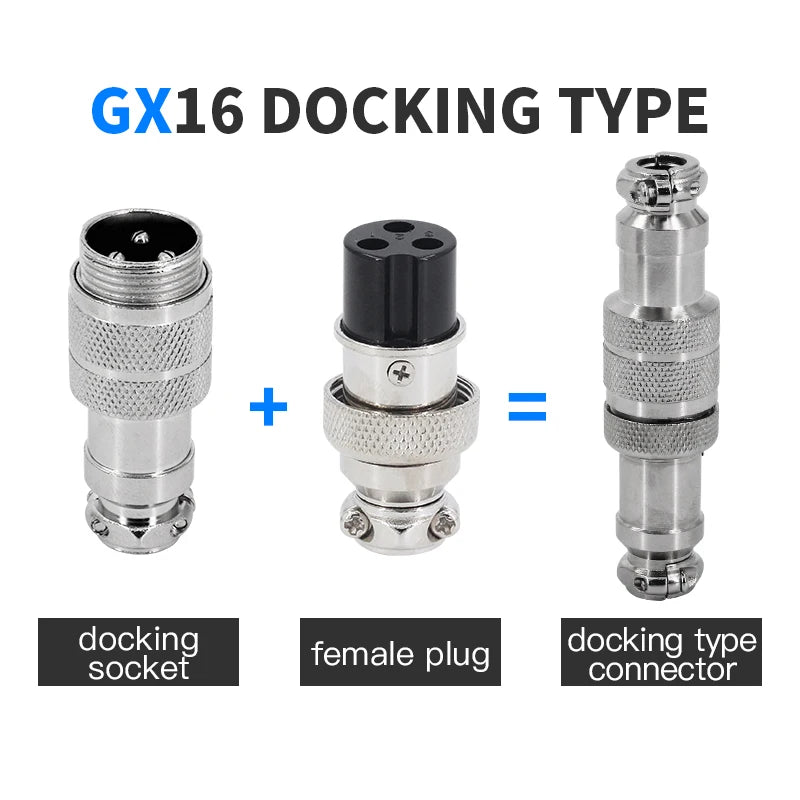 Connector GX16 small metal aviation socket 2/3/4/5/6/7pin electric cable terminal fixed type and butt mobile type Female&male