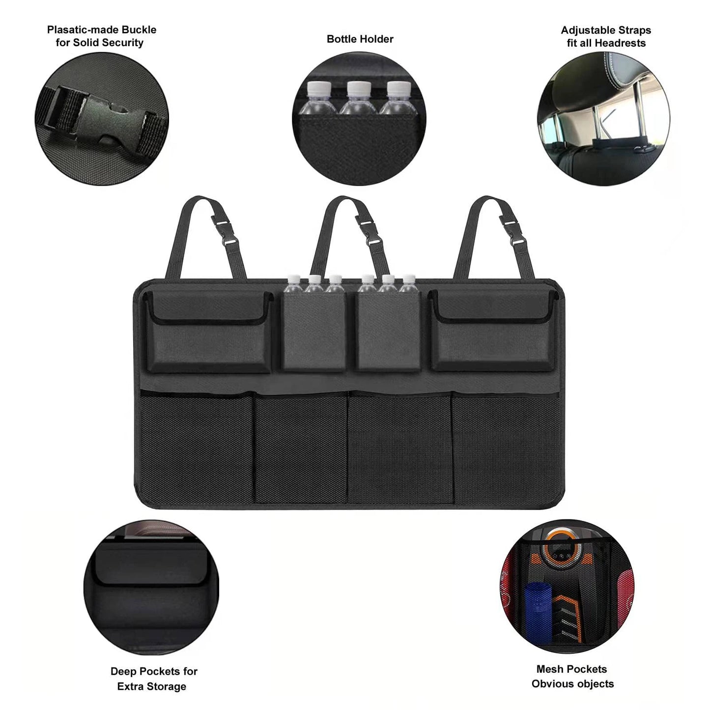 Car Trunk Car Organisers Backseat Hanging Car Organisers with 8 Large Storage Bag Trunk Organizer for SUV Truck Space Saving Exp