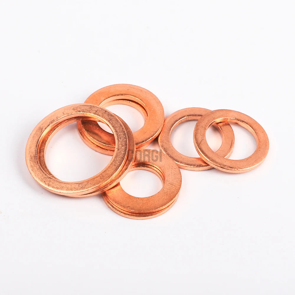 Metric Copper Crush Washers Assortment Kit 80-360 Pcs All Sizes M5 M6 M8 M10 M12 M14 M16 M18 M20 M22 Flat Ring Sealing Washer