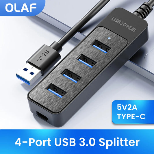 USB 3.0 Power Adapter 4 Port Multi USB Splitter Hub USB Hub 2.0 Type C HUB Multiple Expander High Speed For Computer Accessorie