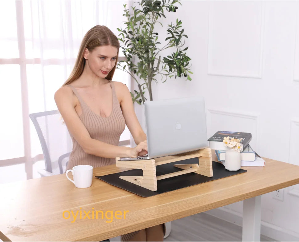 Wood Laptop Stand For MacBook Pro Universal Computer Stands For Desk Vertical Laptop Holder Wooden Laptop Riser For MacBook Air