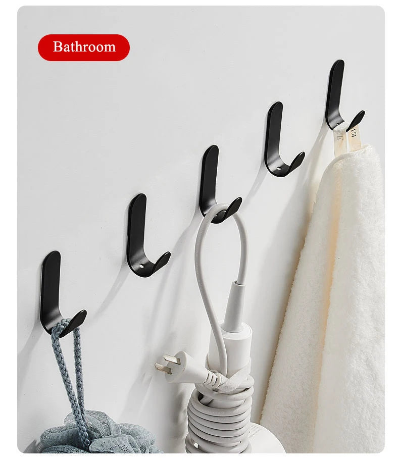 Multi-purpose Wall Organizer Hook Behind-door Key Cloth Hanger Hook Bathroom Robe Towel Holder Rack Kitchen Hardware Shelf Hook