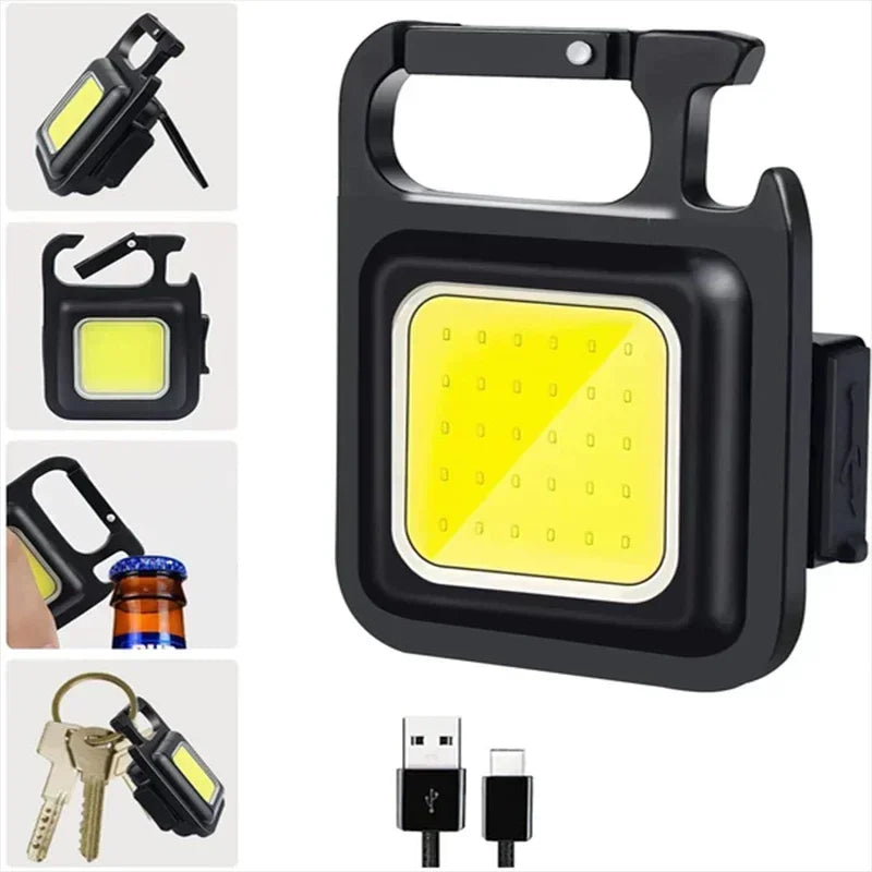 LED-Arbeitslicht, wiederaufladbare USB-Mini-Taschenlampe, tragbare helle Schlüsselanhänger-Taschenclip-Laterne für den Außenbereich, Wandern, Angeln, Camping 