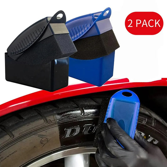 2Piece Car Tires Waxing Polishing Cleaning Wipe Washing Tire Tyre Wheel Rim Trim Contour Detailing Dressing Shine Pad Sponge - ToolFlx