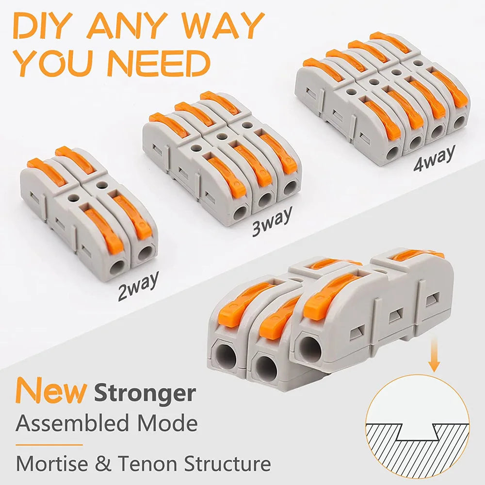 Quick Splicing Multiplex Butt Wire Connector Compact Electrical Cable Terminal Block Home Wiring Connectors for Circuit Inline