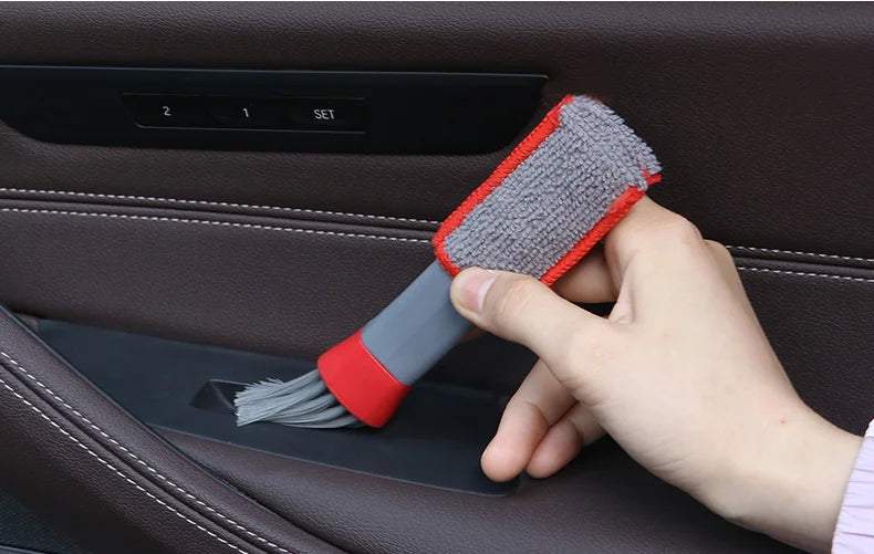 Car Wash Double Head Brushes Air Vent Cleaning Conditioner Grille Duster Wipe Auto Detailing Cleaner Car Interior Cleaning Tools