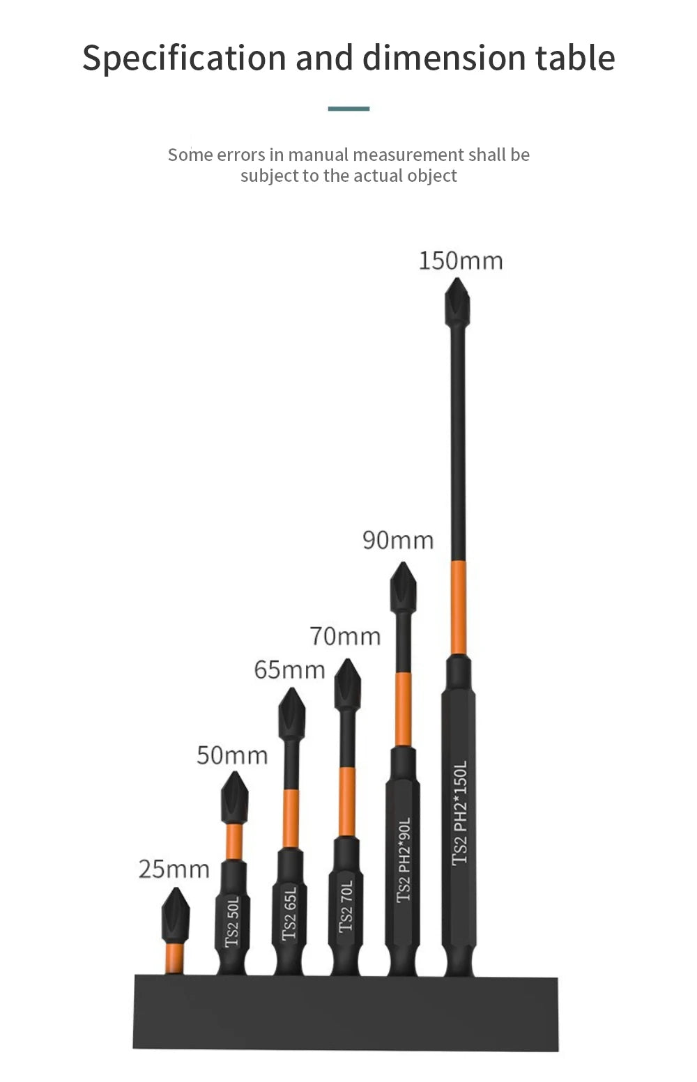 PH2 Magnetic Cross Bit Set Phillips Impact Batch Head Hardness Screwdriver Bit Screw Driver Accessories Househood Hand Tools