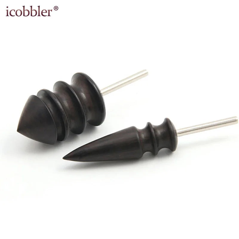 Black Ebony Wood Leather Burnisher Polished Rods, Leather Craft Edge Slicker Tool, Electric Polished Tip Head DIY Rotary Sets