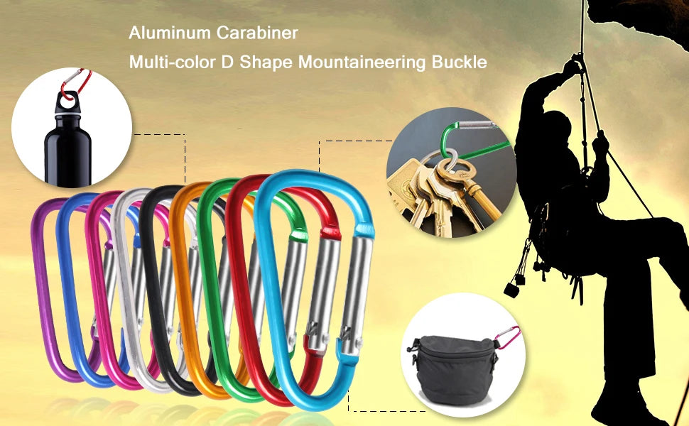 Mini-Karabiner-Schlüsselanhänger aus Aluminiumlegierung, D-Ring-Schnalle, Feder-Schnappclip-Haken, Schlüsselanhänger-Karabiner für Schlüssel, Outdoor-Camping-Werkzeuge