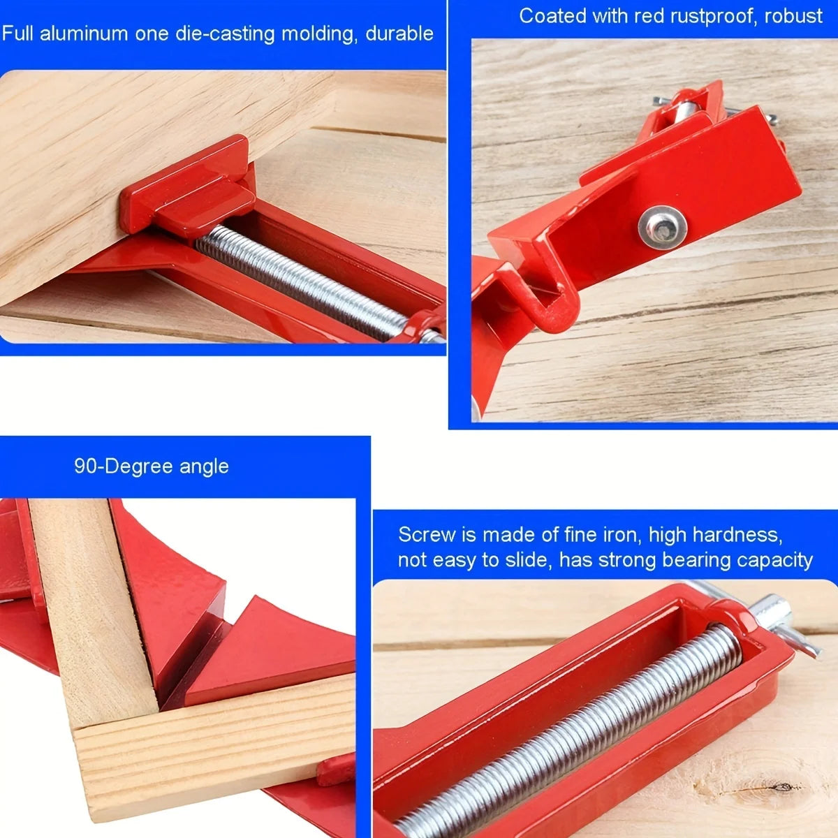 Right Angle Clamp, 90 Degrees Corner Clamp, Picture Frame Holder, Glass Holder, DIY Woodworking Hand Tools