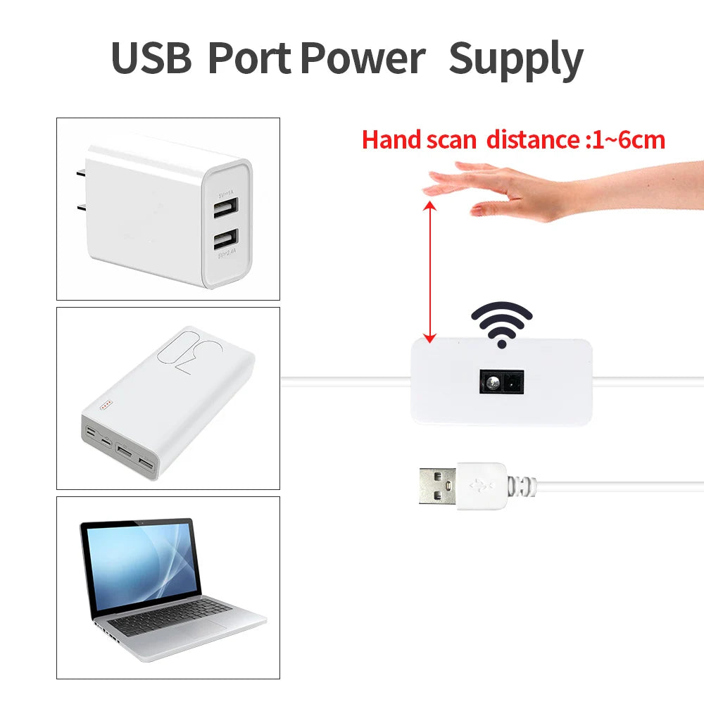 Lampe DC 5V USB Motion LED Rétroéclairage TV Cuisine Bande LED Balayage à la main Ondulation ON OFF Capteur Lumière diodes lumineuses Ruban adhésif double face 