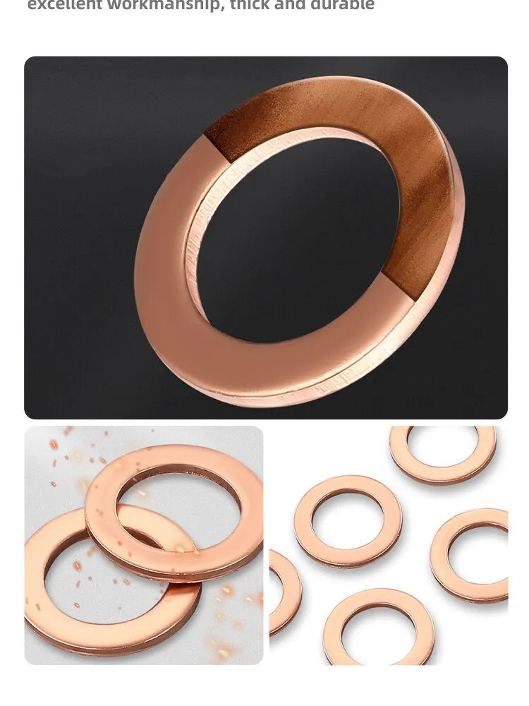 200pcs Purple Copper Gasket M5 M6 M8 M10 M12 M14 O-ring Purple Copper Gasket Set Oil Plugging Sealing Fittings - ToolFlx