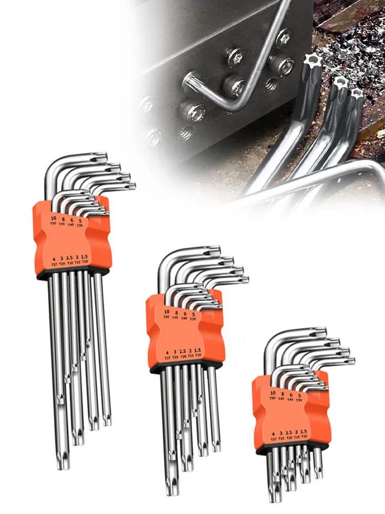 9-teiliges Torx-Sternschlüssel-Set, Inbusschlüssel, Sechskantschlüssel-Set, Doppelend-L-Typ-Sternschraubendreher, Handreparaturwerkzeuge