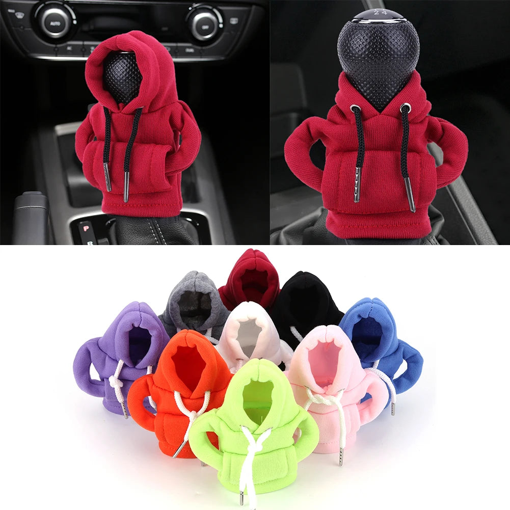 Shift Lever Handle Kit Creative Universal Car Gear Shift Washable Hoodie Cover Decoration Funny Car Interior Accessories