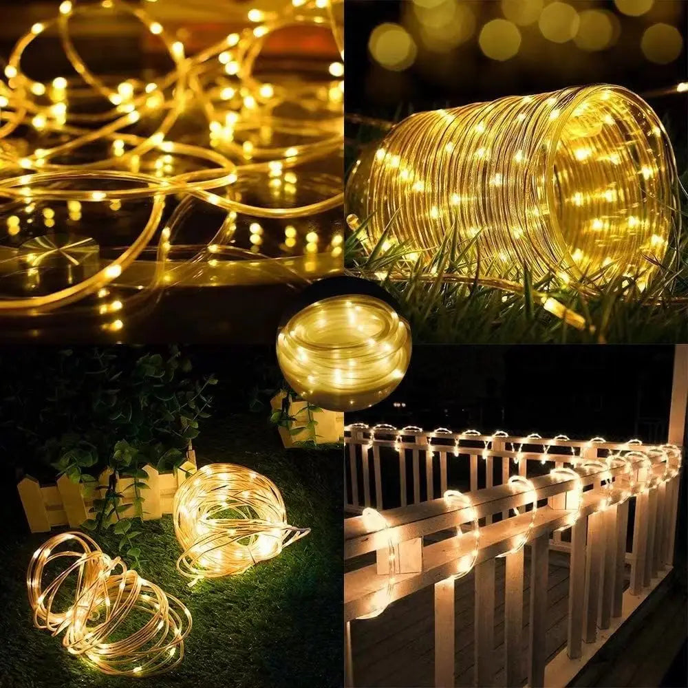 Solar-Lichterkette für den Außenbereich, wasserdicht, für den Garten, Weihnachtsdekoration, 32 m/22 m/12 m/7 m, Weihnachtsgirlande, Lichterkette, Feenstreifen 