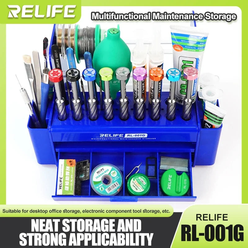 RELIFE RL-001G Sorting Parts Storage Box Screwdriver Mobile Phone Maintenance Desktop Rack Electronic Accessory Organizer Tool