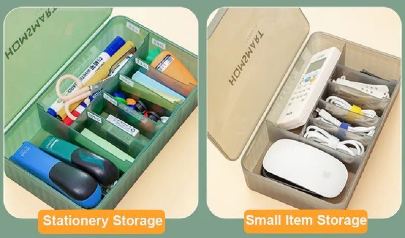 Double Cover Cable Storage Box PP Material Data Line Storage Desktop Cable Collect Box Dustproof Power Box Wire Cable Organizer