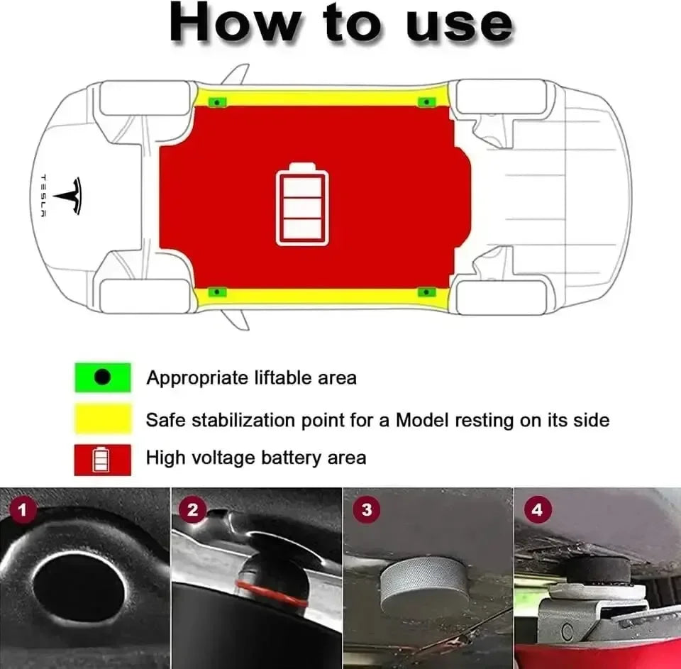 4Pcs Protects Battery And Paint Jack Pad Adapter With Storage Bag Lifting Replacement For Tesla Model 3 Y S X Lift Point Adapter