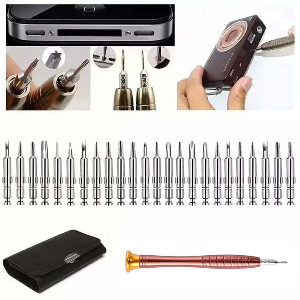 Mini-Präzisions-Schraubendreher-Set, 25-in-1, elektronischer Torx-Schraubendreher, Öffnungs- und Reparatur-Werkzeugsatz für iPhone, Kamera, Uhr, Tablet-PC 