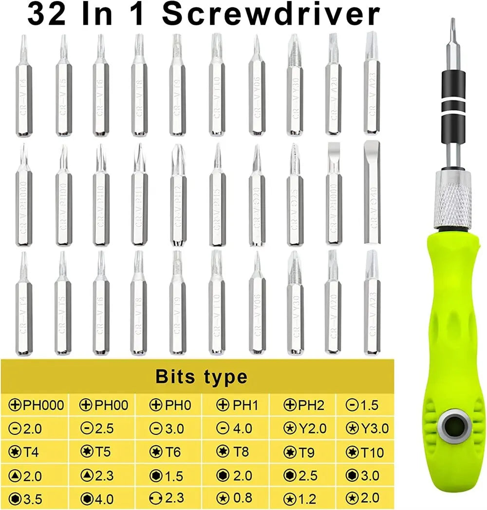 Tool Repair 32 In 1 Screwdriver Set Precision Mini Magnetic Screwdriver Bits Kit Phone Mobile IPad Camera Maintenance