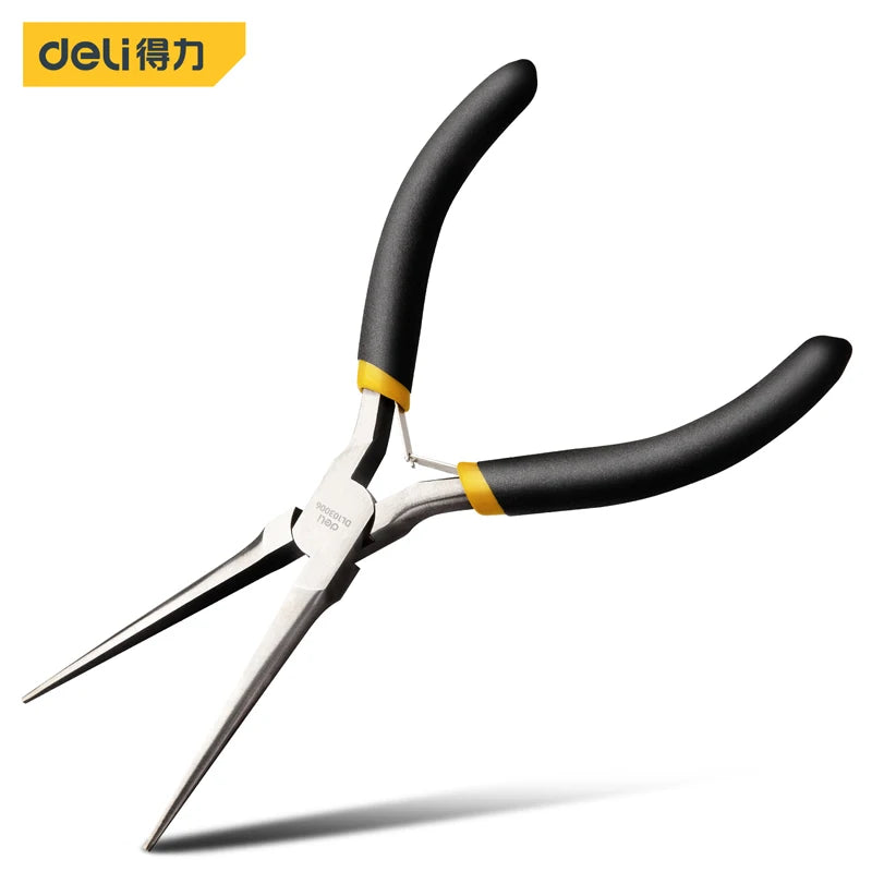 Deli 4/5/6 inch Mini Long Nose High Precision Wire Cutters Anti-slip Handle Design Multi-function Electrician Repair Hand Pliers