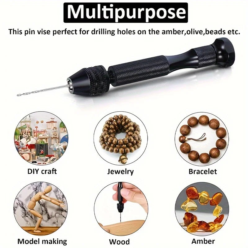 Mini Tool Set with Black Hand Twist Drill 10Pcs Fried Dough Twists Drill for Woodworking Drilling Rotary Wood Holes Tools Mini T