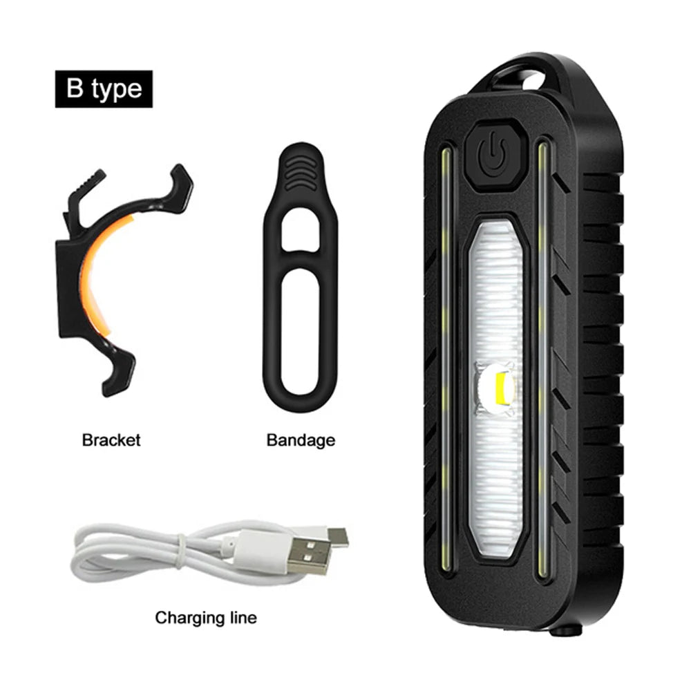 Feu arrière de vélo à LED rouge et bleu avec clip, éclairage d'urgence pour police, rechargeable par USB, clignotant, lampe torche de sécurité 