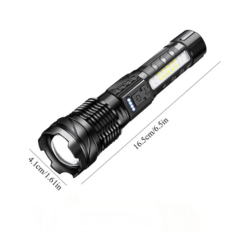 30W P50 COB Strong Light Flashlight Portable Rechargeable Bright Household LED Lamp Built in Battery with Power Display