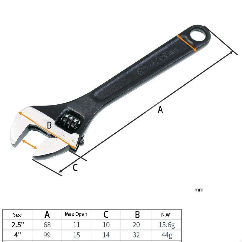 Mini 2.5/4 Inch Adjustable Spanner Open-End Wrench Rool Adjustable Wrench Can Be Carried With You