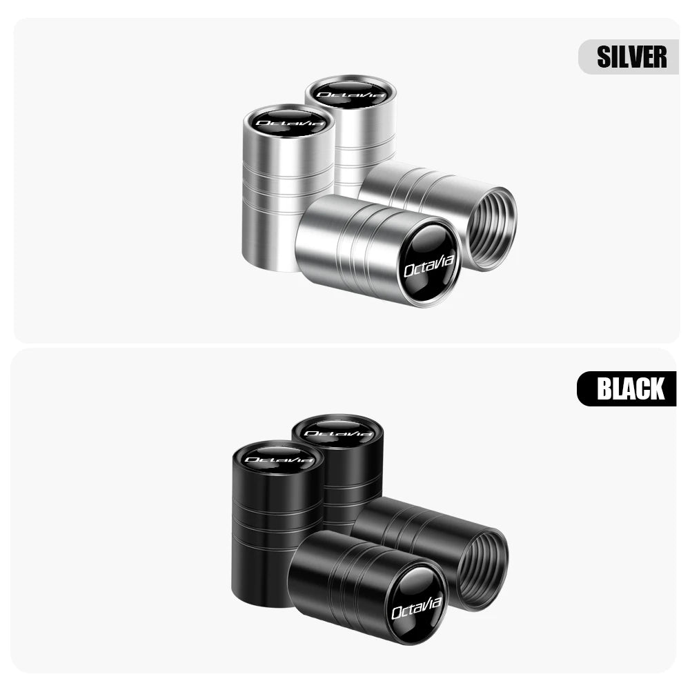 4pcs Metal Car Wheel Tire Valve Caps Stem Case Covers Accessories For Skoda S Kodiaq Octavia 2 3 Yeti Karoq Rapid Fabia VII A5