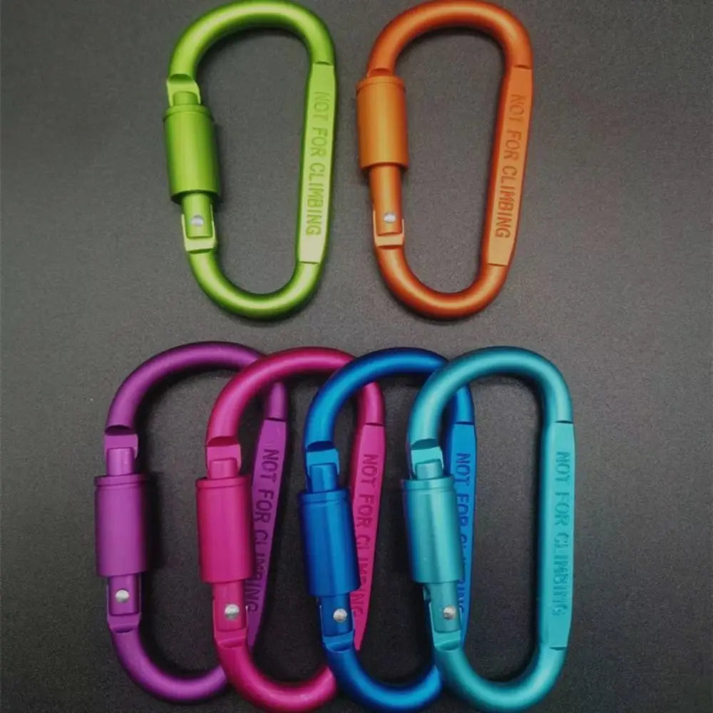 Multicolor Aluminium Alloy Safety Buckle Keychain with Lock Climbing Button D-shape Carabiner Outdoor Sports Camping Hiking Hook