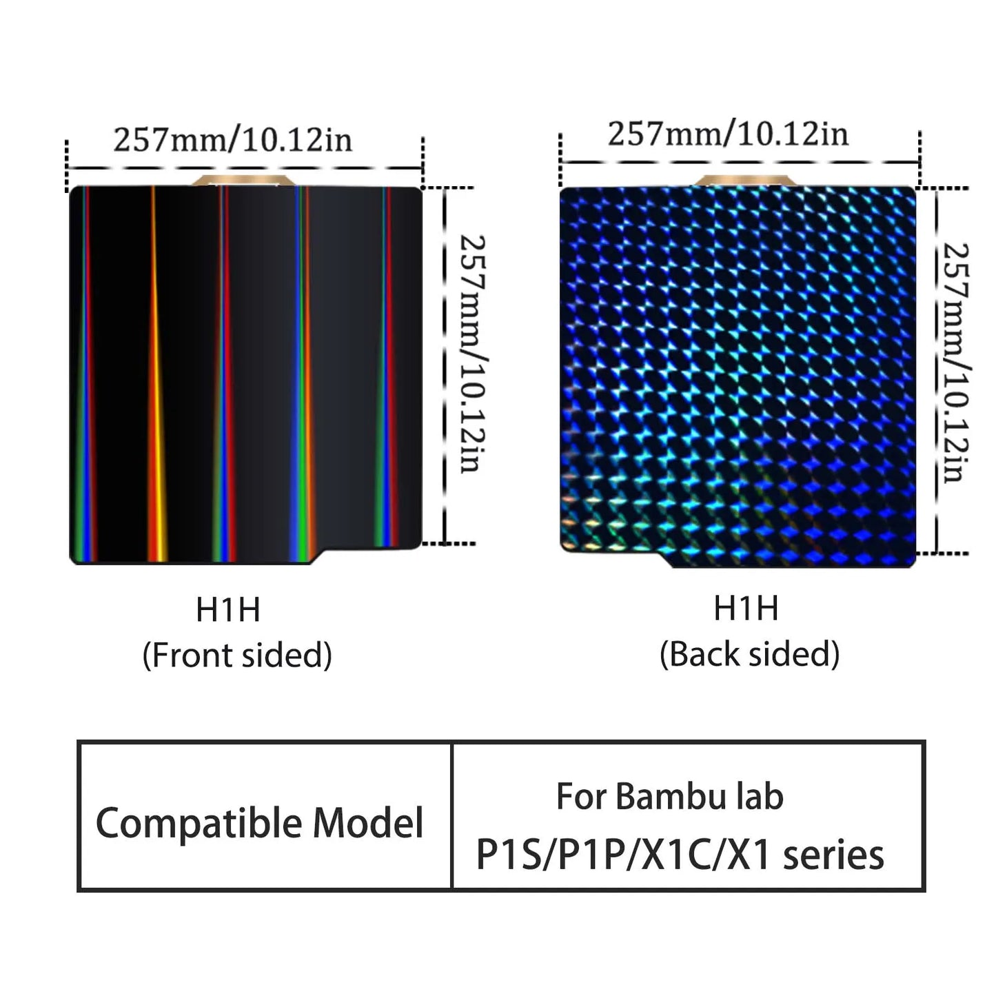 For Bambu Lab P1S Build Plate A1 X1C Pei Texture 257x257 H1H PEY Peo Sheet Spring Steel For Bambulabs X1 Carbon Bambulab P1P