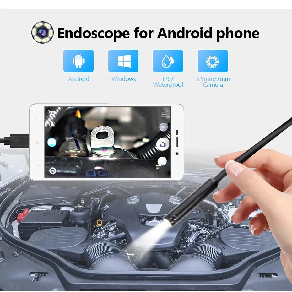 7MM Android Endoscope Camera 3 IN1 Micro USB Type C Borescope Mini Camera Waterproof LED Car Inspection For HUAWEI XIAOMI PC - ToolFlx